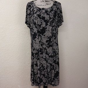 Dressbarn Midi Dress Size 18 Black Tan Print